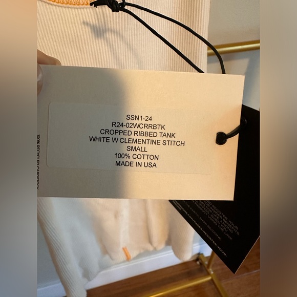 RE/DONE x Hanes Cropped Ribbed Tank white with clementine stitch Size Small - Picture 8 of 9